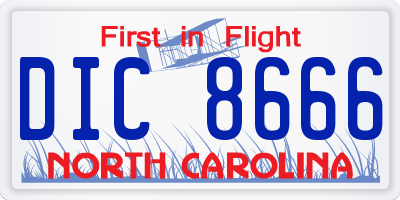 NC license plate DIC8666