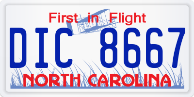 NC license plate DIC8667