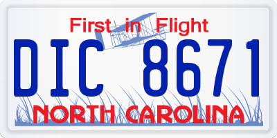 NC license plate DIC8671