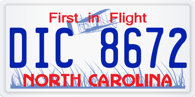 NC license plate DIC8672