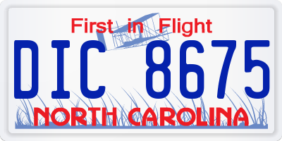 NC license plate DIC8675