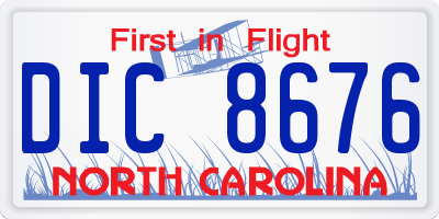 NC license plate DIC8676