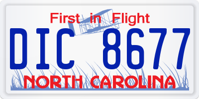 NC license plate DIC8677