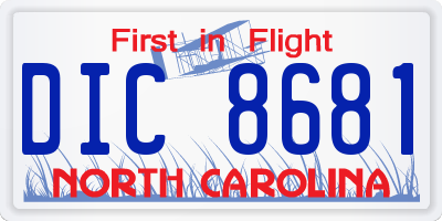 NC license plate DIC8681
