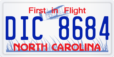 NC license plate DIC8684