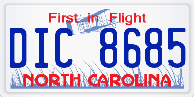 NC license plate DIC8685