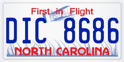 NC license plate DIC8686