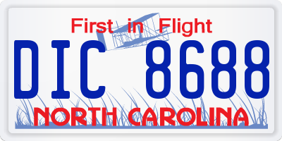 NC license plate DIC8688