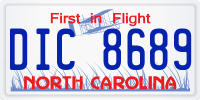 NC license plate DIC8689