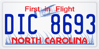 NC license plate DIC8693