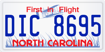 NC license plate DIC8695