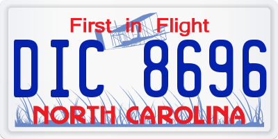 NC license plate DIC8696