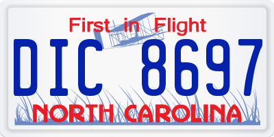 NC license plate DIC8697