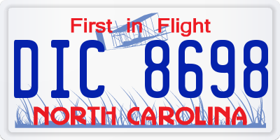 NC license plate DIC8698