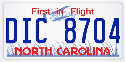 NC license plate DIC8704