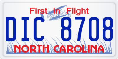 NC license plate DIC8708