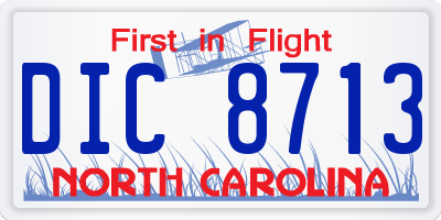 NC license plate DIC8713