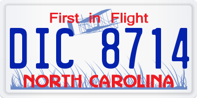 NC license plate DIC8714