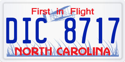 NC license plate DIC8717