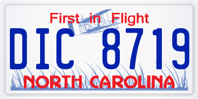 NC license plate DIC8719