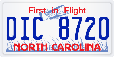 NC license plate DIC8720
