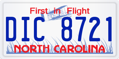 NC license plate DIC8721