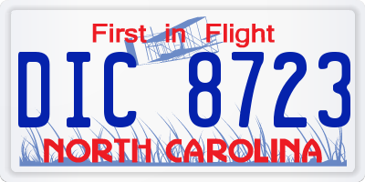 NC license plate DIC8723