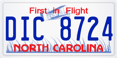NC license plate DIC8724