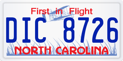 NC license plate DIC8726
