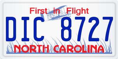 NC license plate DIC8727