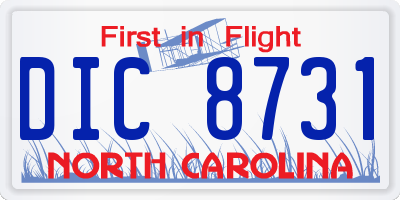 NC license plate DIC8731