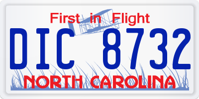 NC license plate DIC8732