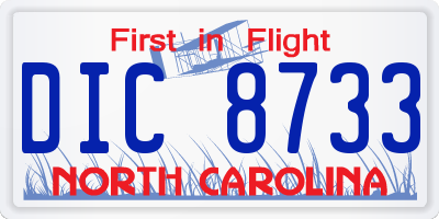 NC license plate DIC8733