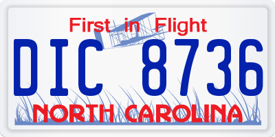 NC license plate DIC8736