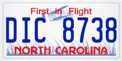 NC license plate DIC8738