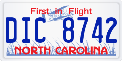 NC license plate DIC8742