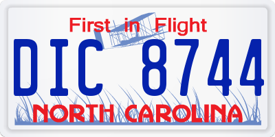 NC license plate DIC8744