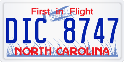 NC license plate DIC8747