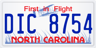 NC license plate DIC8754
