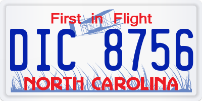 NC license plate DIC8756