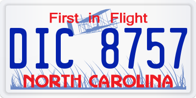 NC license plate DIC8757