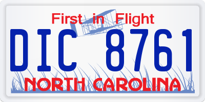 NC license plate DIC8761