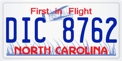 NC license plate DIC8762
