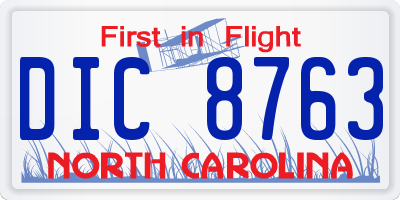NC license plate DIC8763