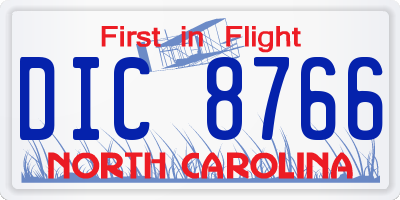 NC license plate DIC8766