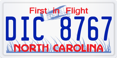 NC license plate DIC8767