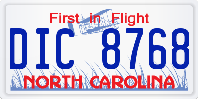 NC license plate DIC8768