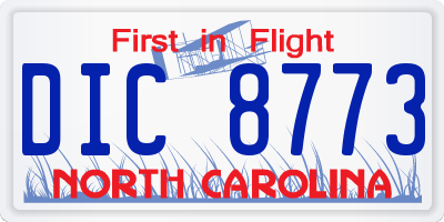 NC license plate DIC8773
