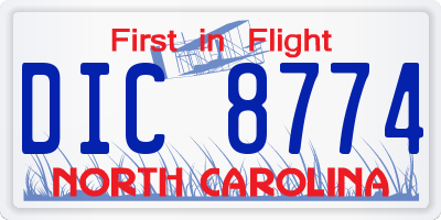 NC license plate DIC8774