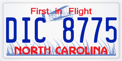 NC license plate DIC8775